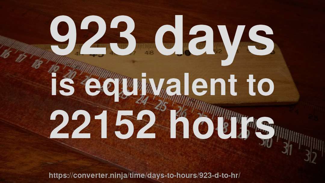 923 days is equivalent to 22152 hours