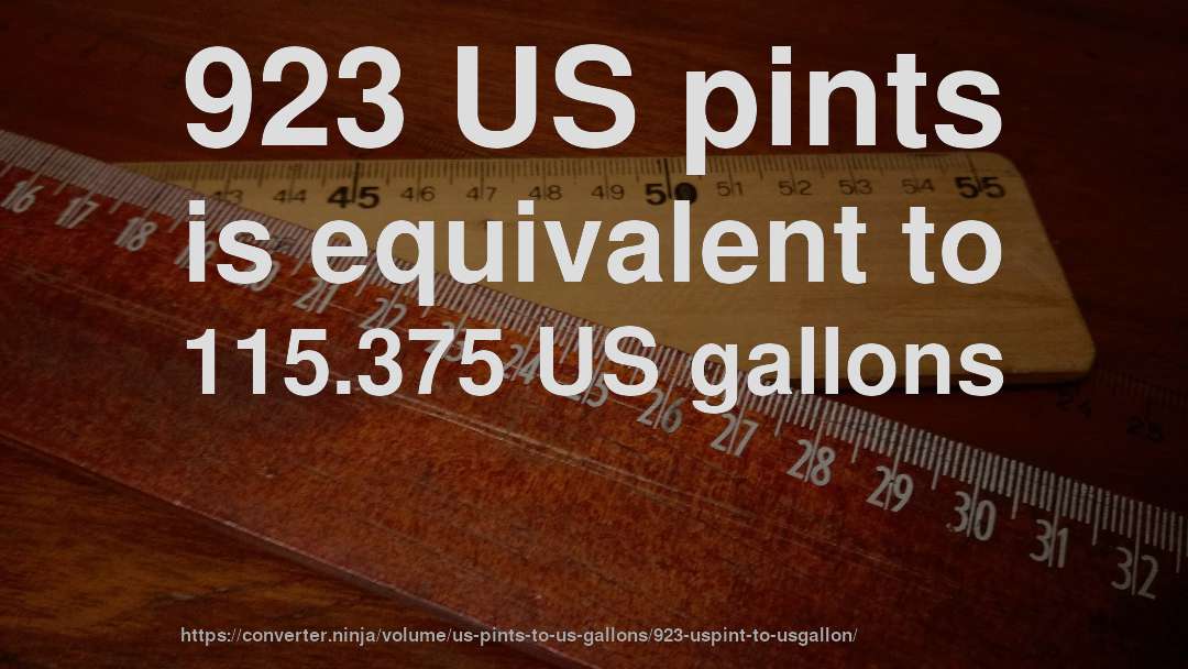 923 US pints is equivalent to 115.375 US gallons