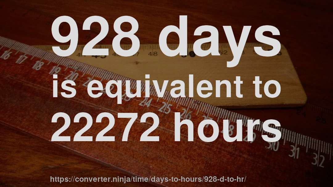 928 days is equivalent to 22272 hours