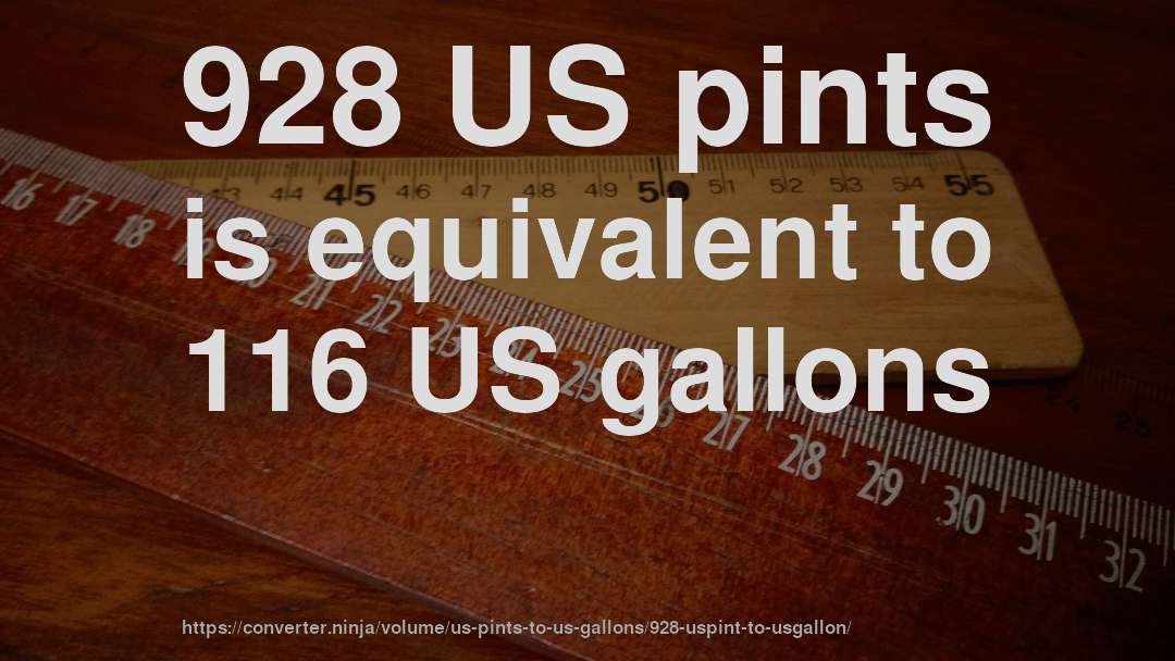 928 US pints is equivalent to 116 US gallons