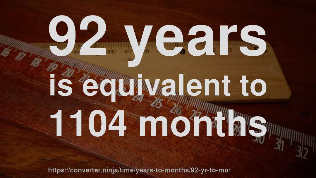 92 years is equivalent to 1104 months