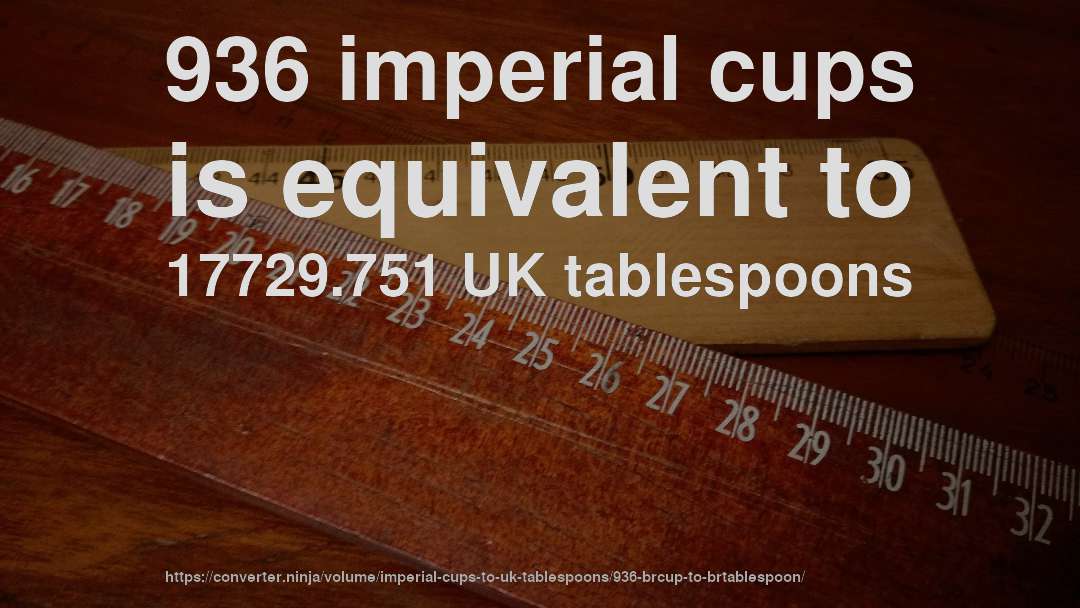 936 imperial cups is equivalent to 17729.751 UK tablespoons