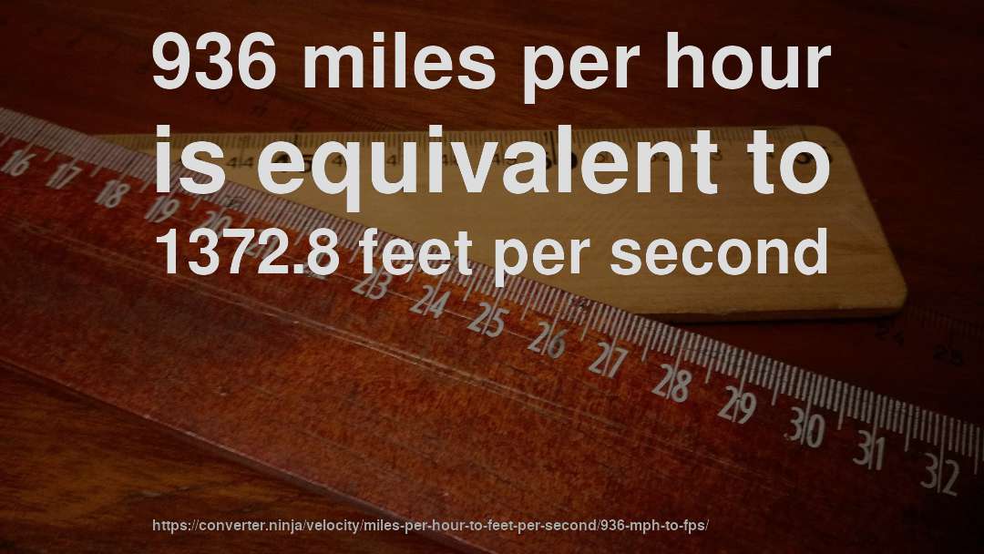 936 miles per hour is equivalent to 1372.8 feet per second