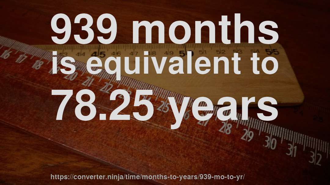 939 months is equivalent to 78.25 years