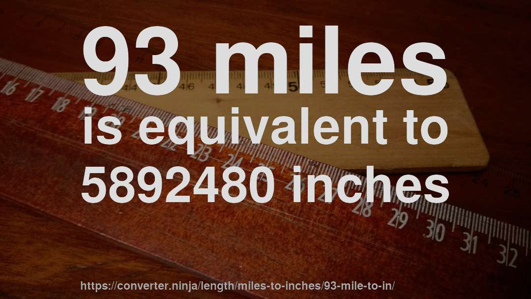 93 miles is equivalent to 5892480 inches