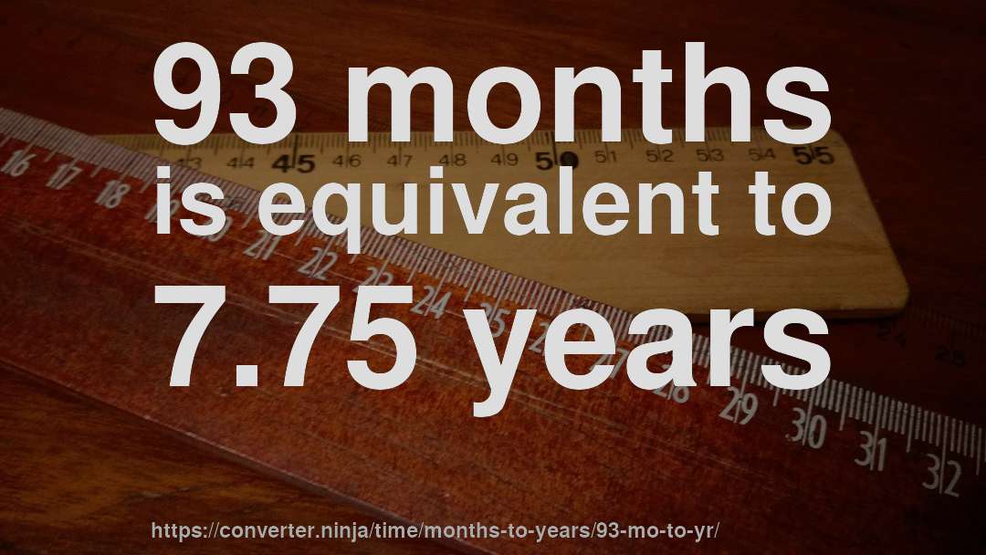93 months is equivalent to 7.75 years