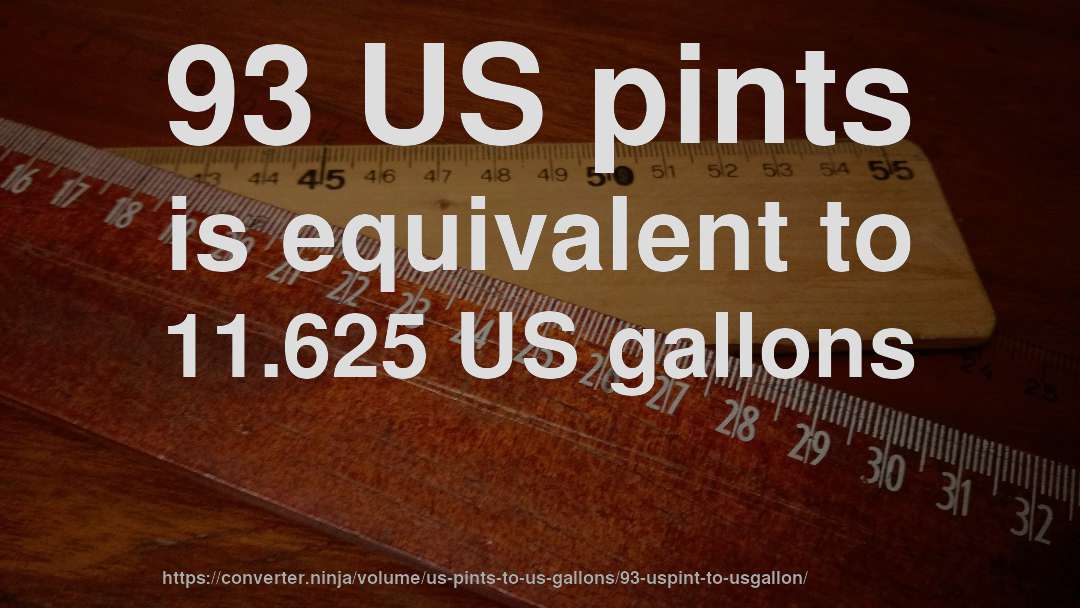 93 US pints is equivalent to 11.625 US gallons