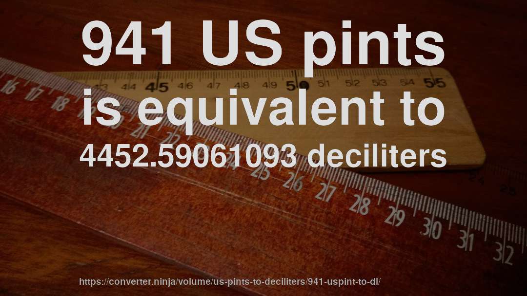 941 US pints is equivalent to 4452.59061093 deciliters