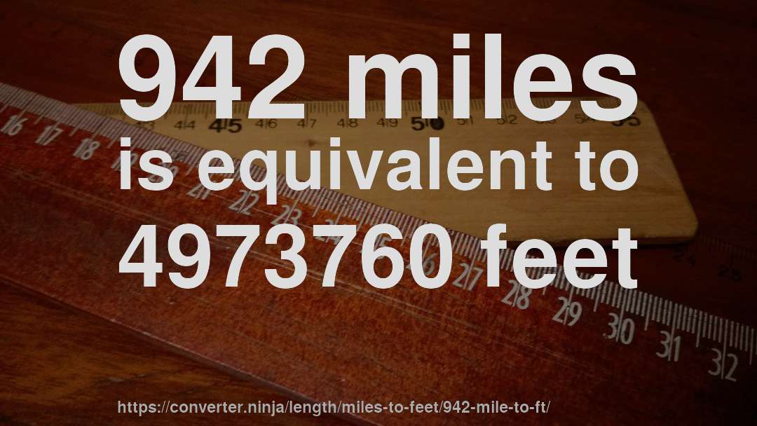 942 miles is equivalent to 4973760 feet