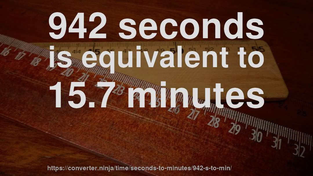 942 seconds is equivalent to 15.7 minutes