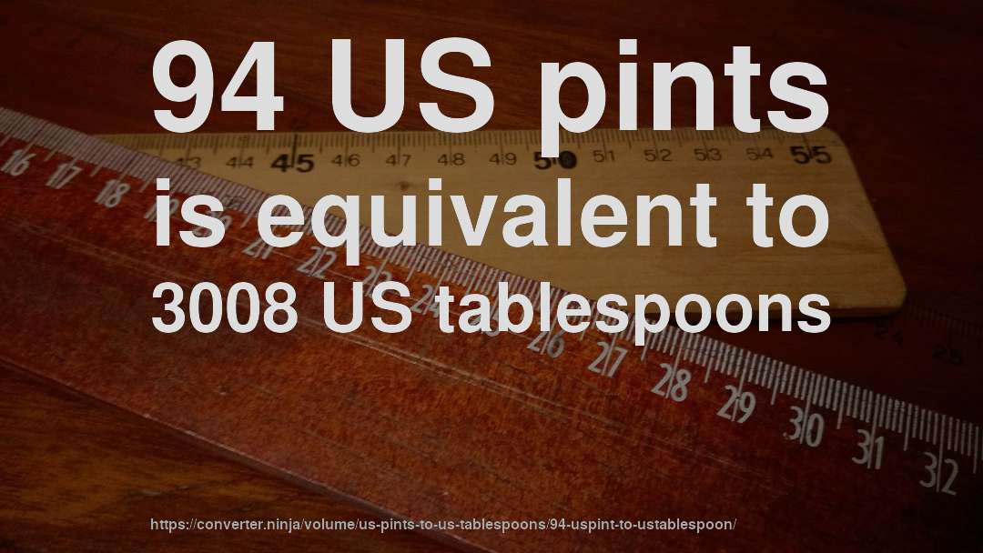 94 US pints is equivalent to 3008 US tablespoons