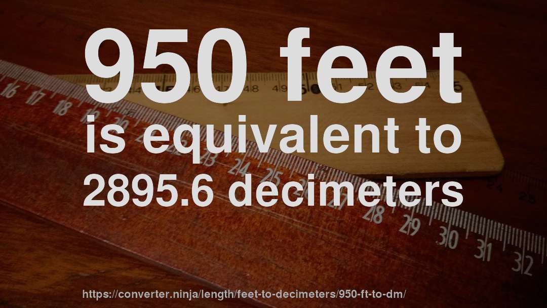950 feet is equivalent to 2895.6 decimeters