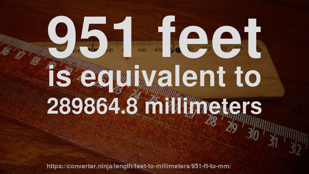951 feet is equivalent to 289864.8 millimeters