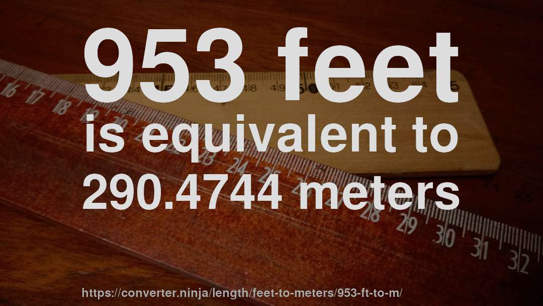 953 feet is equivalent to 290.4744 meters