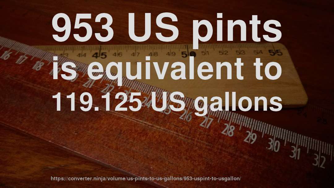 953 US pints is equivalent to 119.125 US gallons