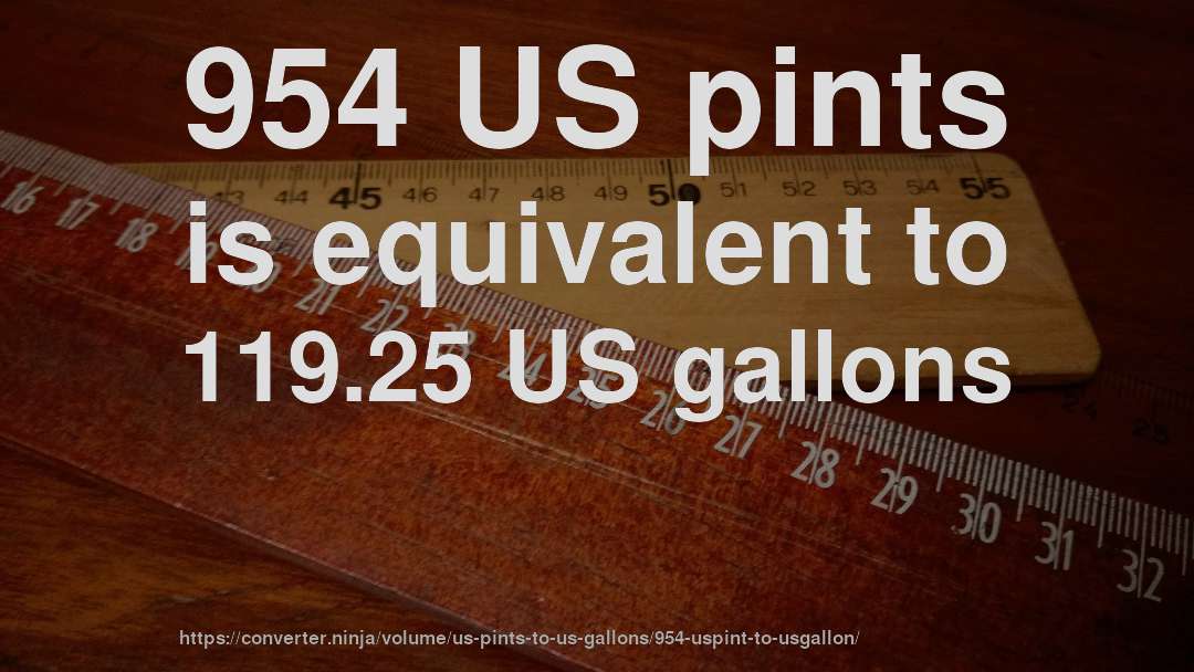 954 US pints is equivalent to 119.25 US gallons