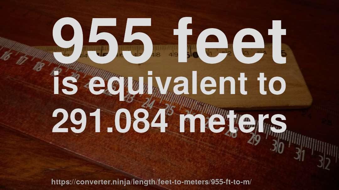 955 feet is equivalent to 291.084 meters