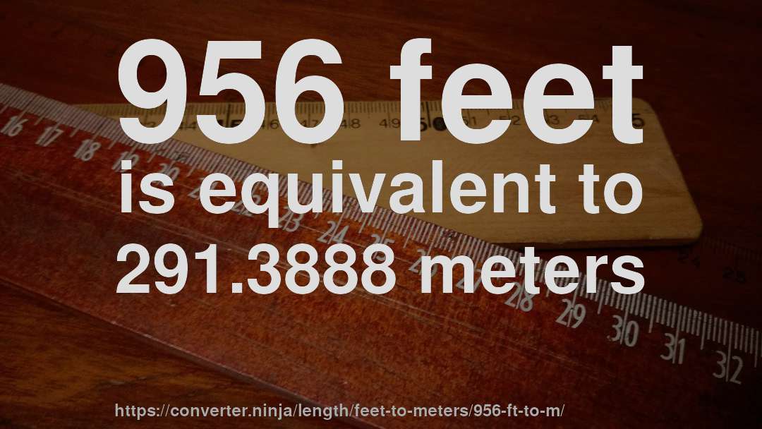 956 feet is equivalent to 291.3888 meters