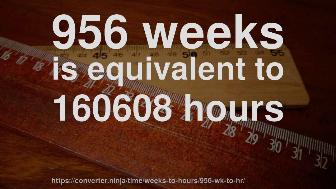 956 weeks is equivalent to 160608 hours