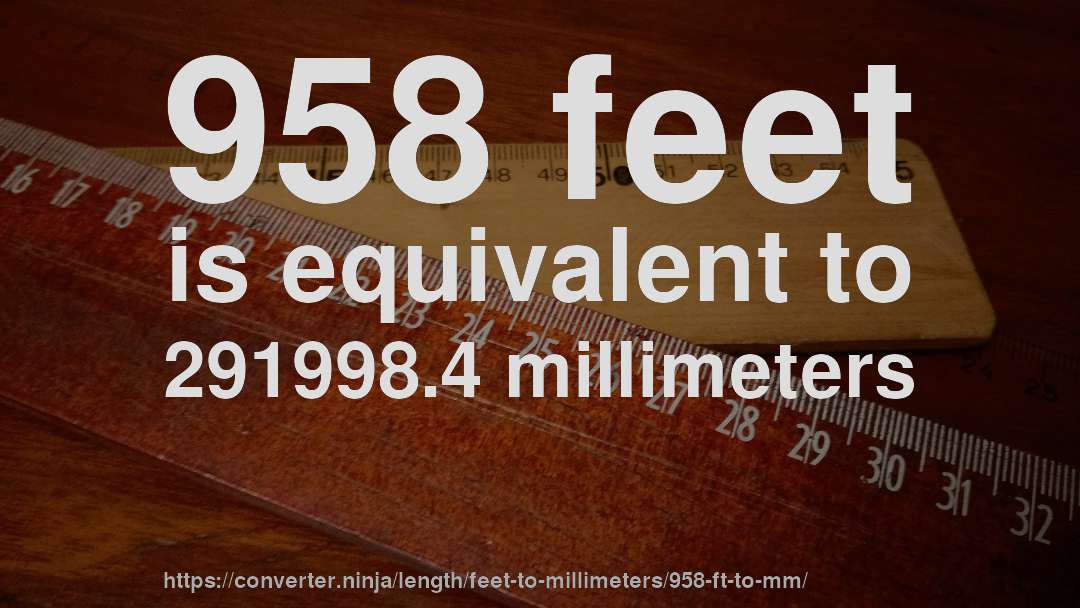 958 feet is equivalent to 291998.4 millimeters