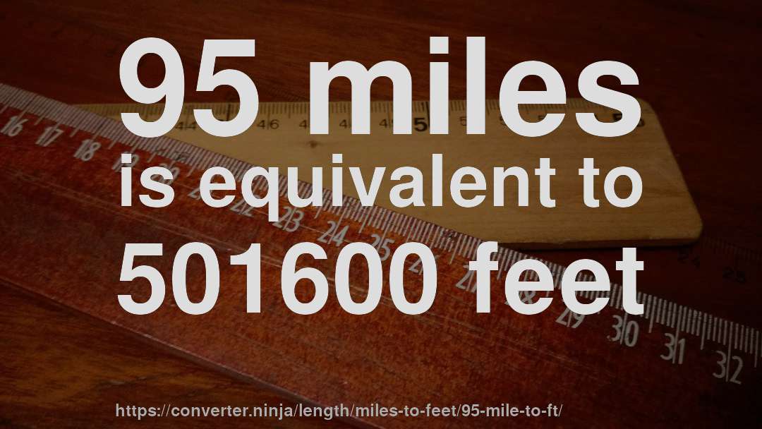 95 miles is equivalent to 501600 feet