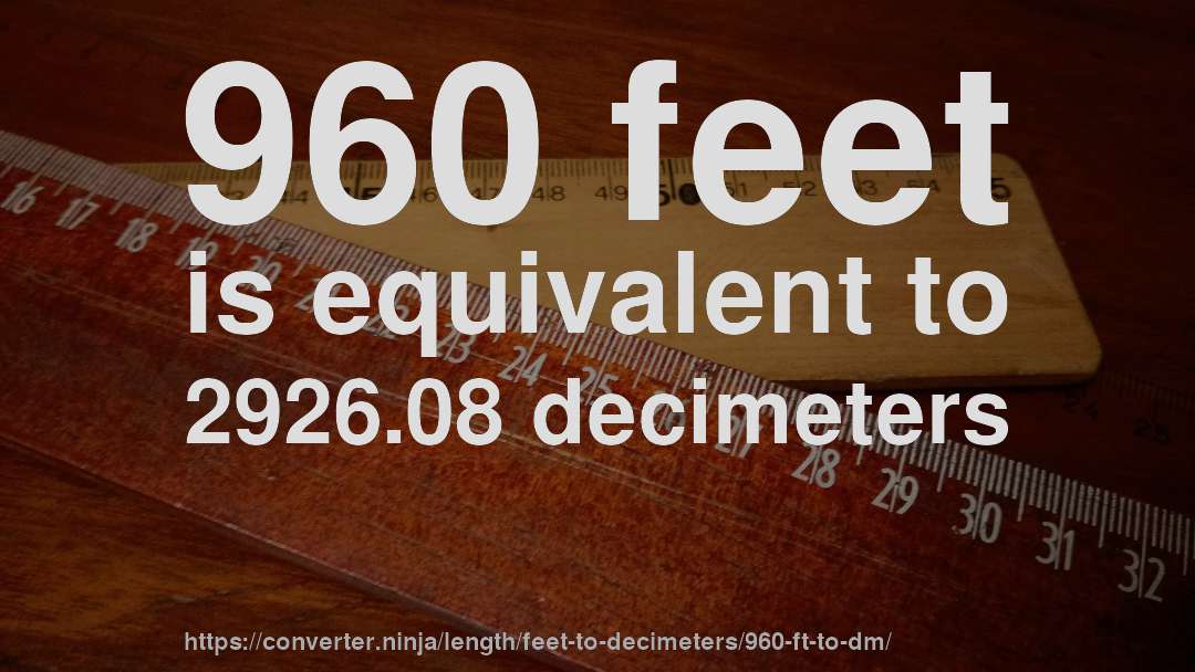 960 feet is equivalent to 2926.08 decimeters