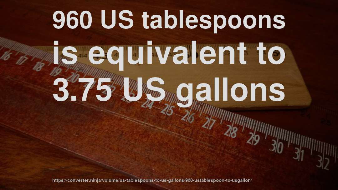 960 US tablespoons is equivalent to 3.75 US gallons