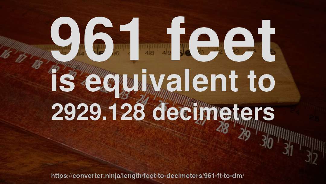 961 feet is equivalent to 2929.128 decimeters