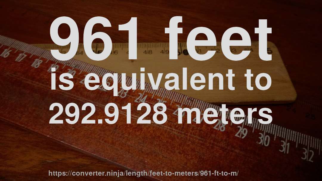 961 feet is equivalent to 292.9128 meters