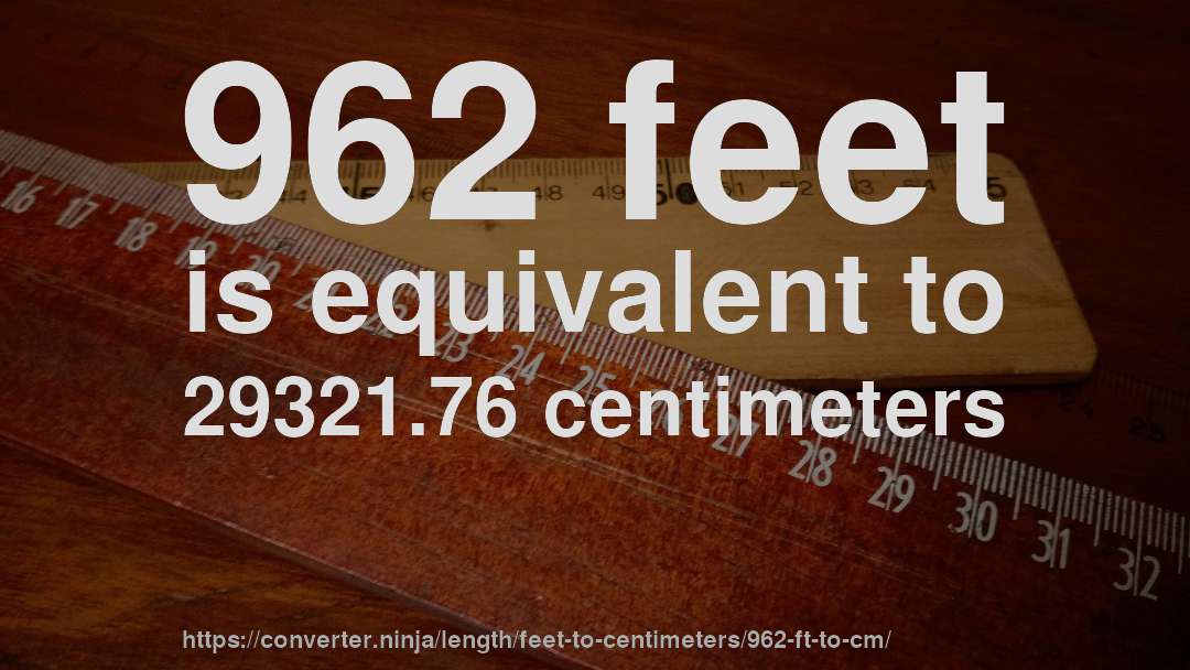 962 feet is equivalent to 29321.76 centimeters