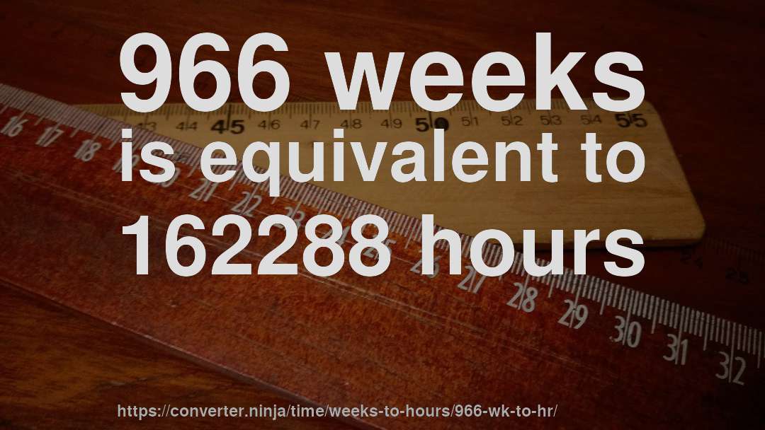 966 weeks is equivalent to 162288 hours