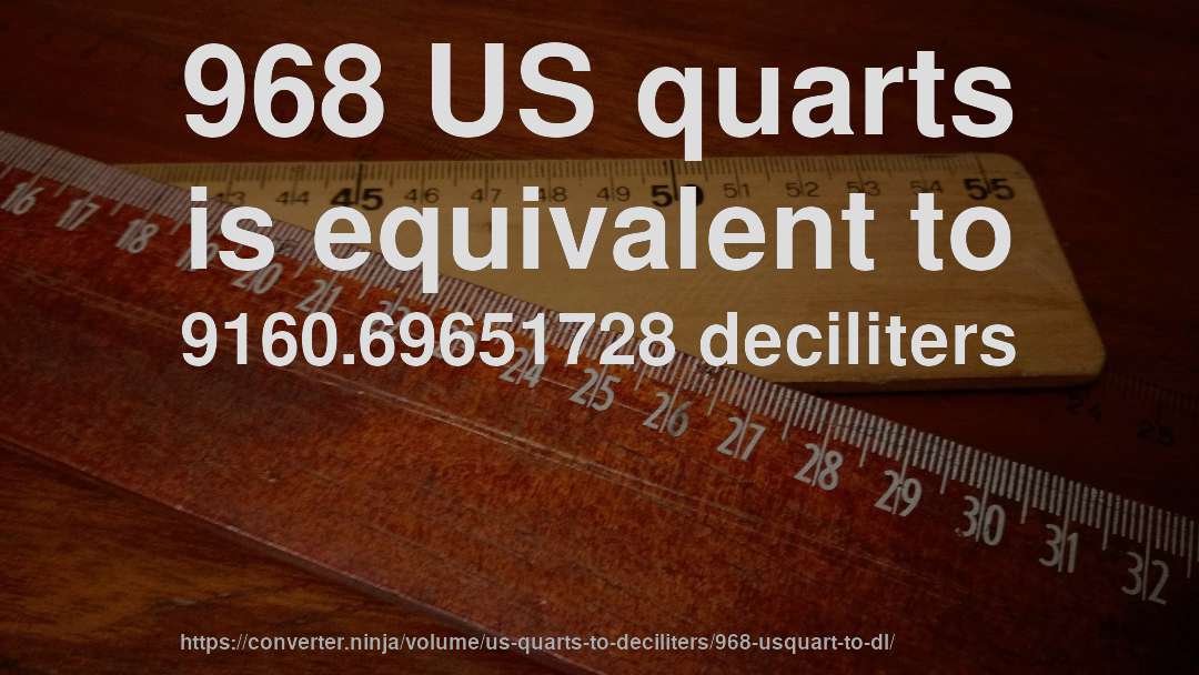 968 US quarts is equivalent to 9160.69651728 deciliters