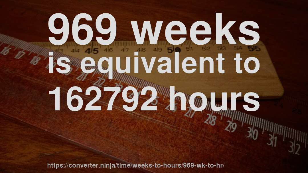 969 weeks is equivalent to 162792 hours
