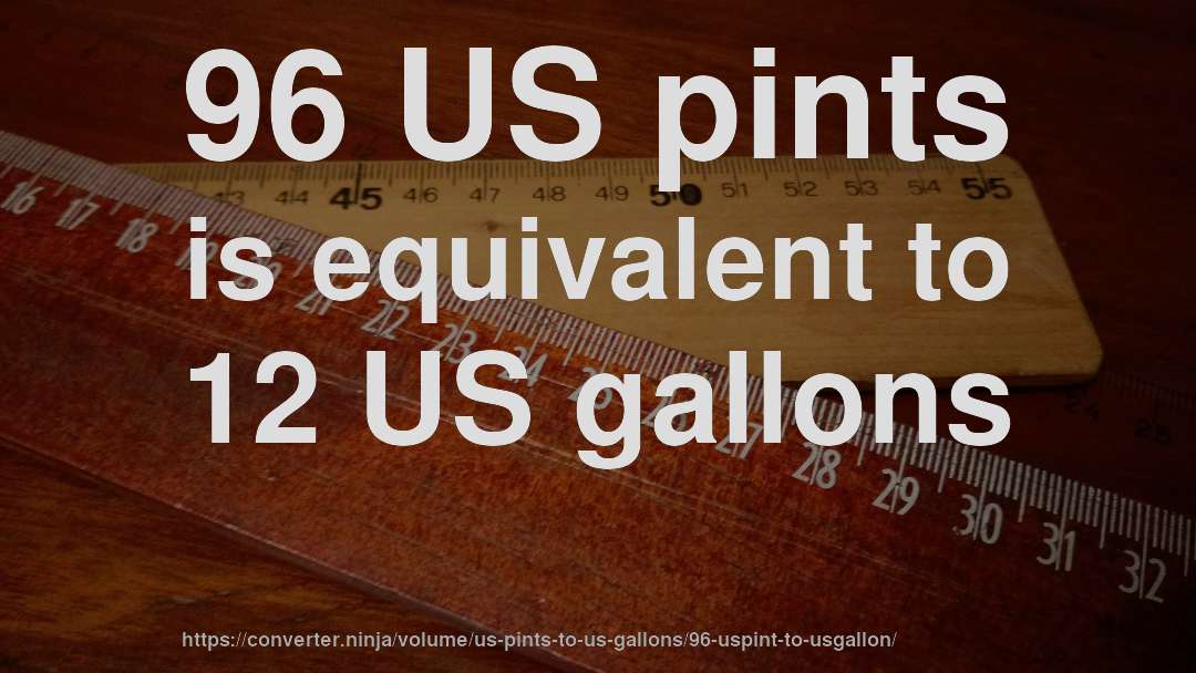 96 US pints is equivalent to 12 US gallons
