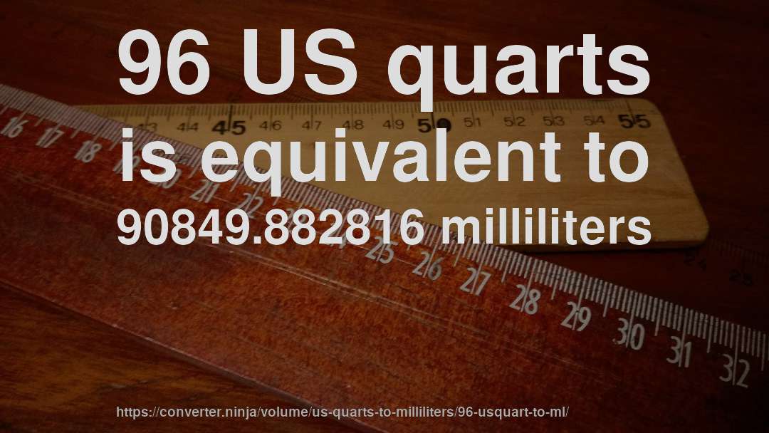 96 US quarts is equivalent to 90849.882816 milliliters
