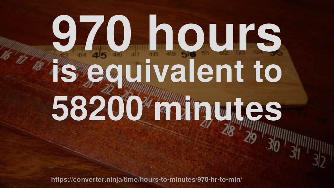 970 hours is equivalent to 58200 minutes