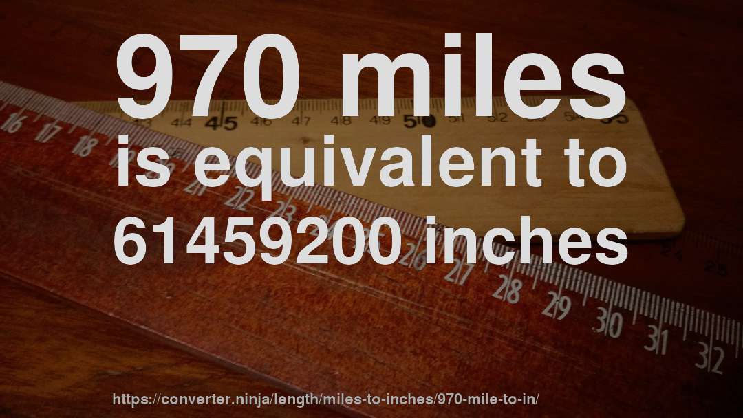 970 miles is equivalent to 61459200 inches