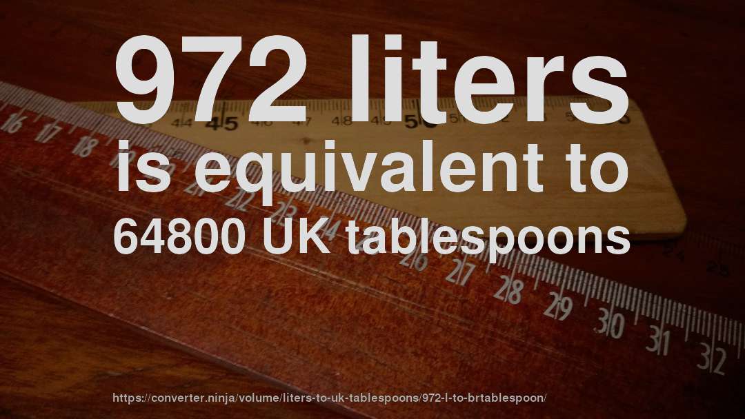 972 liters is equivalent to 64800 UK tablespoons