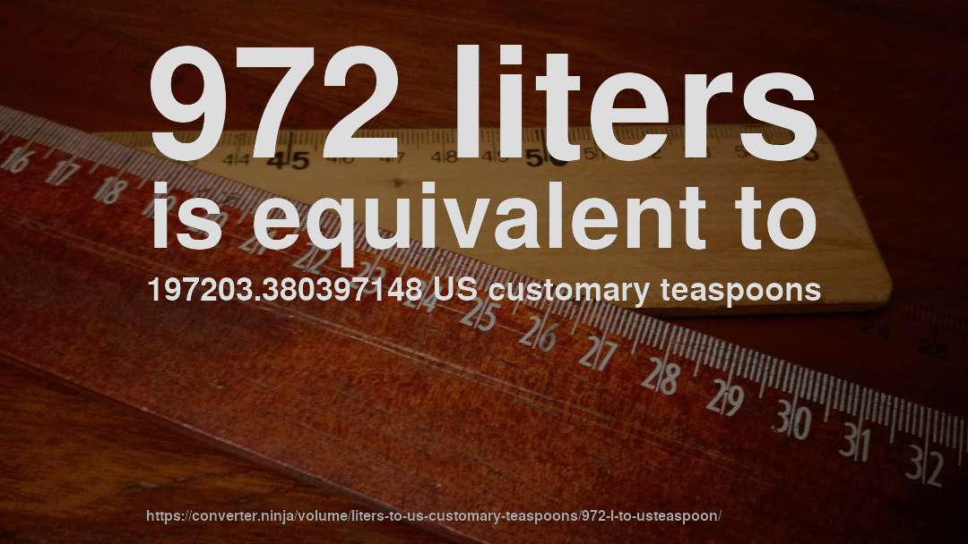 972 liters is equivalent to 197203.380397148 US customary teaspoons