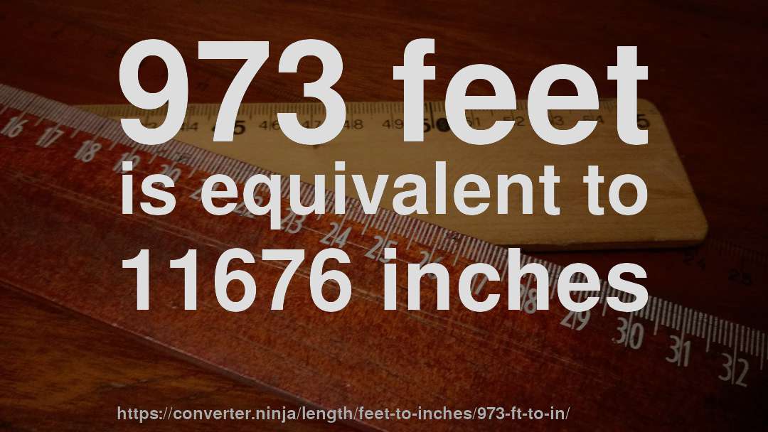 973 feet is equivalent to 11676 inches