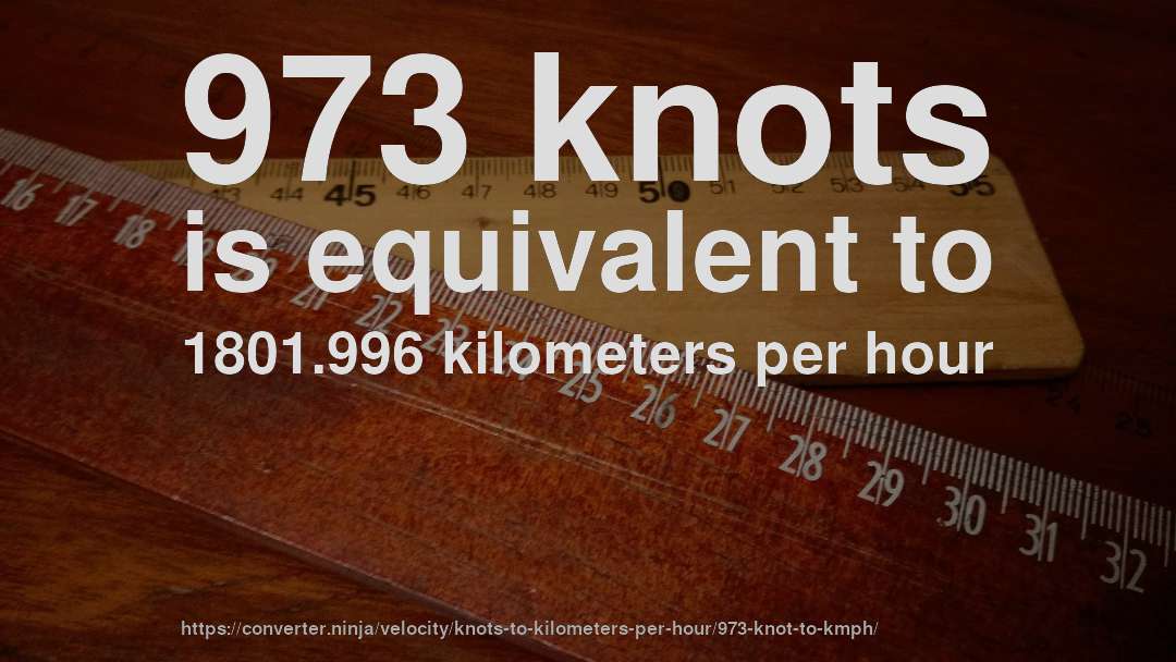 973 knots is equivalent to 1801.996 kilometers per hour