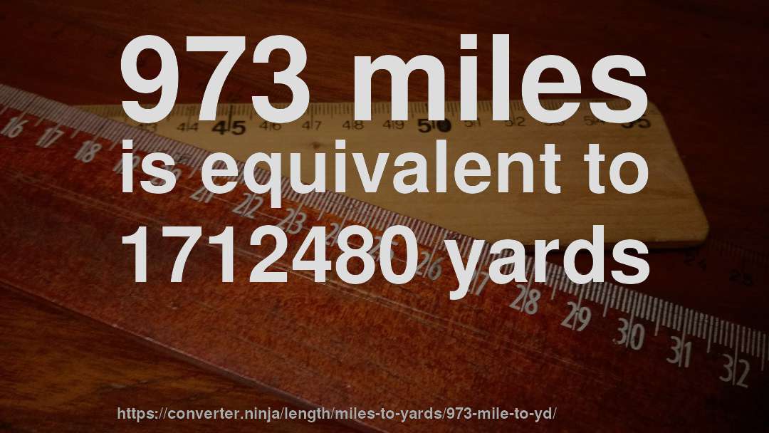 973 miles is equivalent to 1712480 yards
