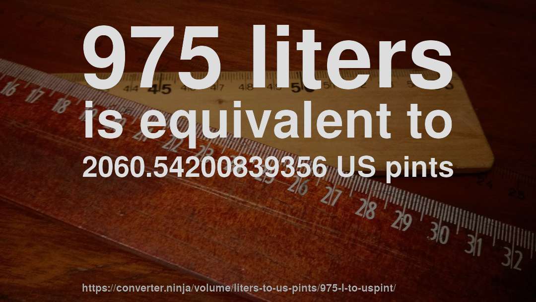 975 liters is equivalent to 2060.54200839356 US pints