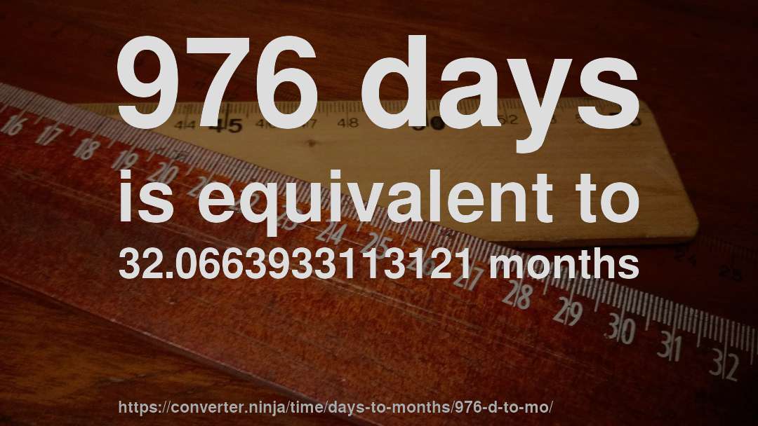 976 days is equivalent to 32.0663933113121 months
