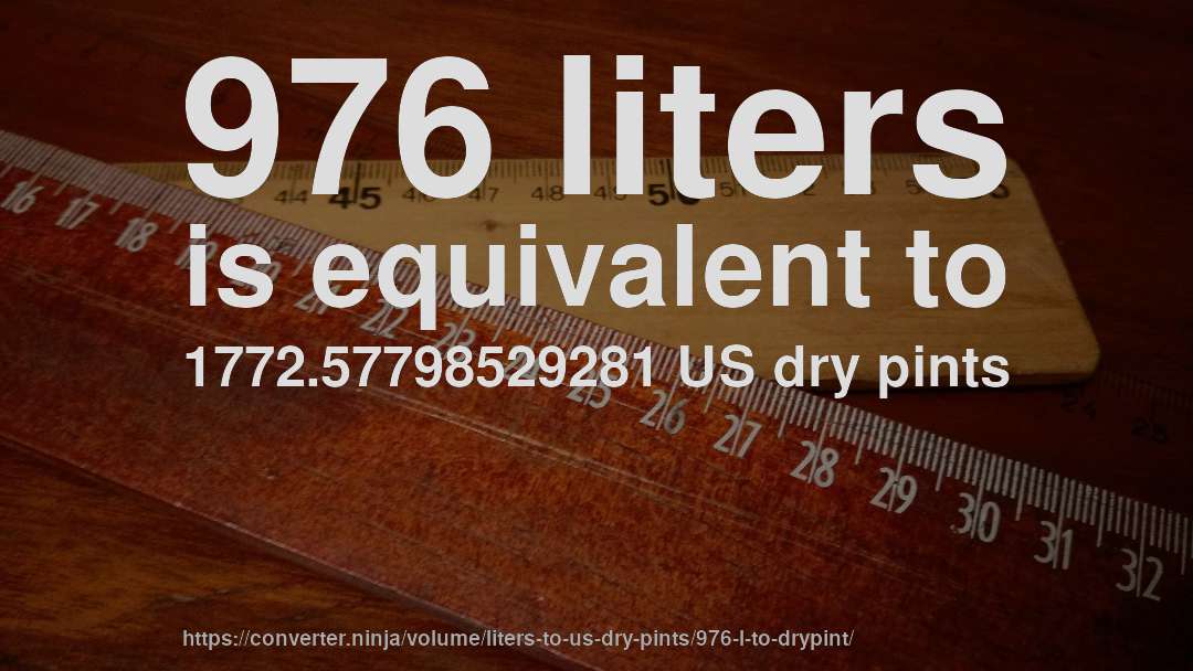 976 liters is equivalent to 1772.57798529281 US dry pints