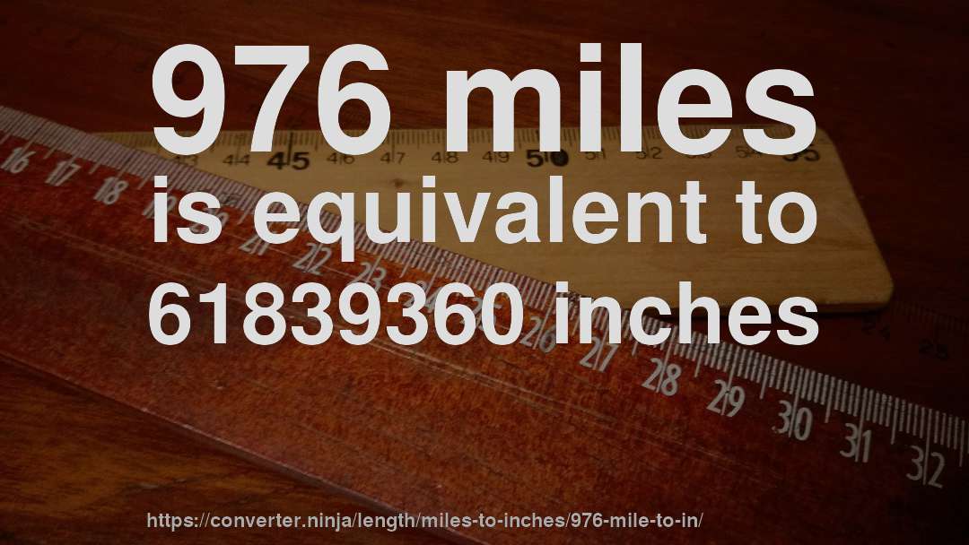 976 miles is equivalent to 61839360 inches