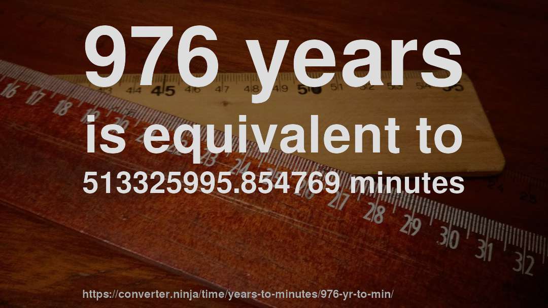 976 years is equivalent to 513325995.854769 minutes