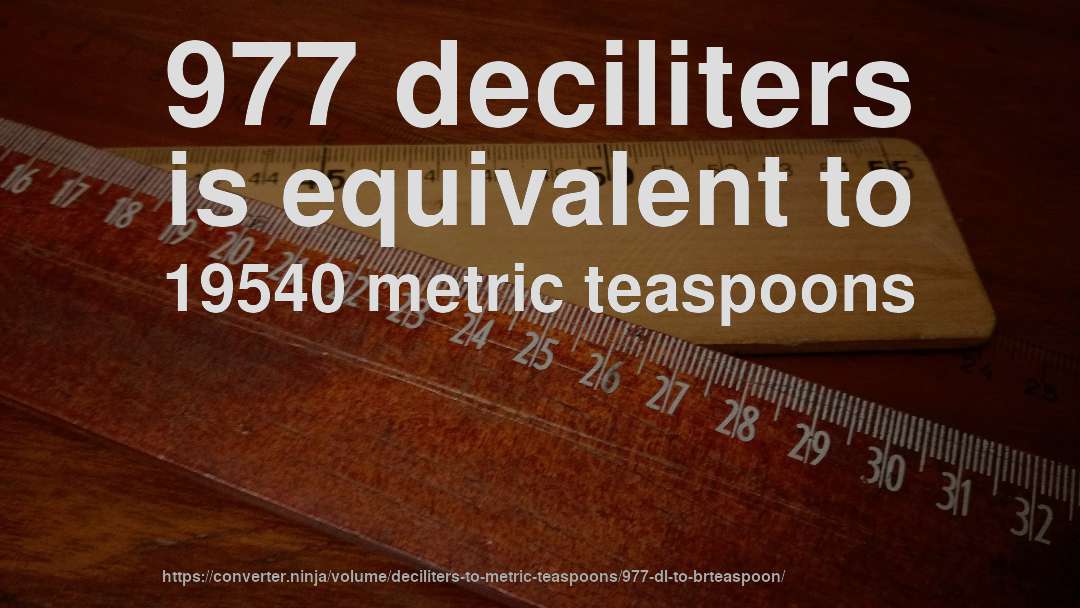 977 deciliters is equivalent to 19540 metric teaspoons