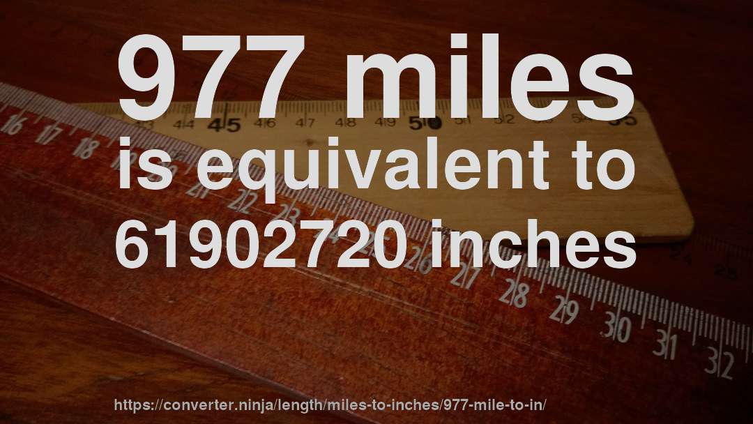 977 miles is equivalent to 61902720 inches