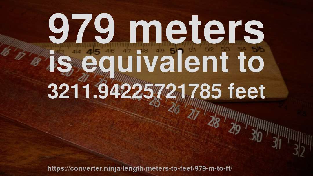 979 meters is equivalent to 3211.94225721785 feet